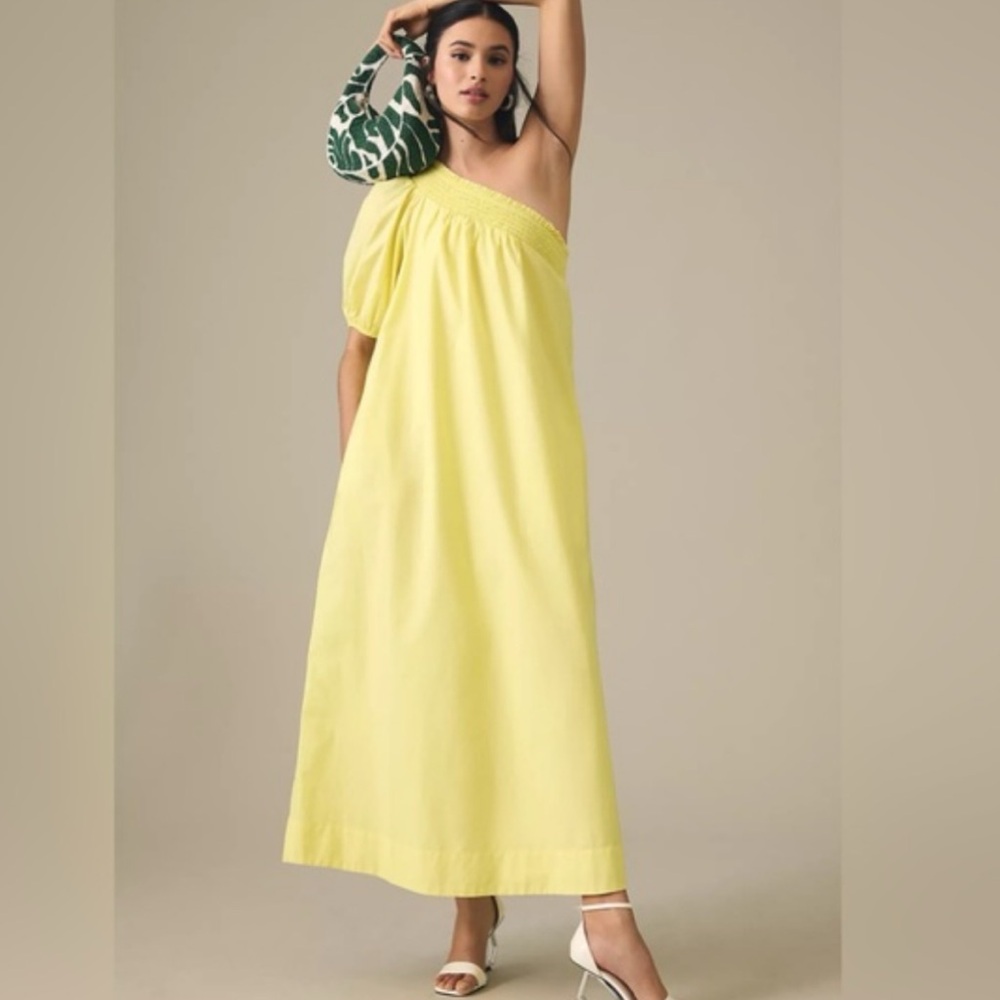 Maeve Yellow Ruched Off The Shoulder Dress Women’s Size Small